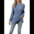 thumbnail image 2 of Camisa de Larga para Mujer, Suéter de Otoño, Túnica Informal, Top Holgado con Bolsillos. Azul S, 2 of 10