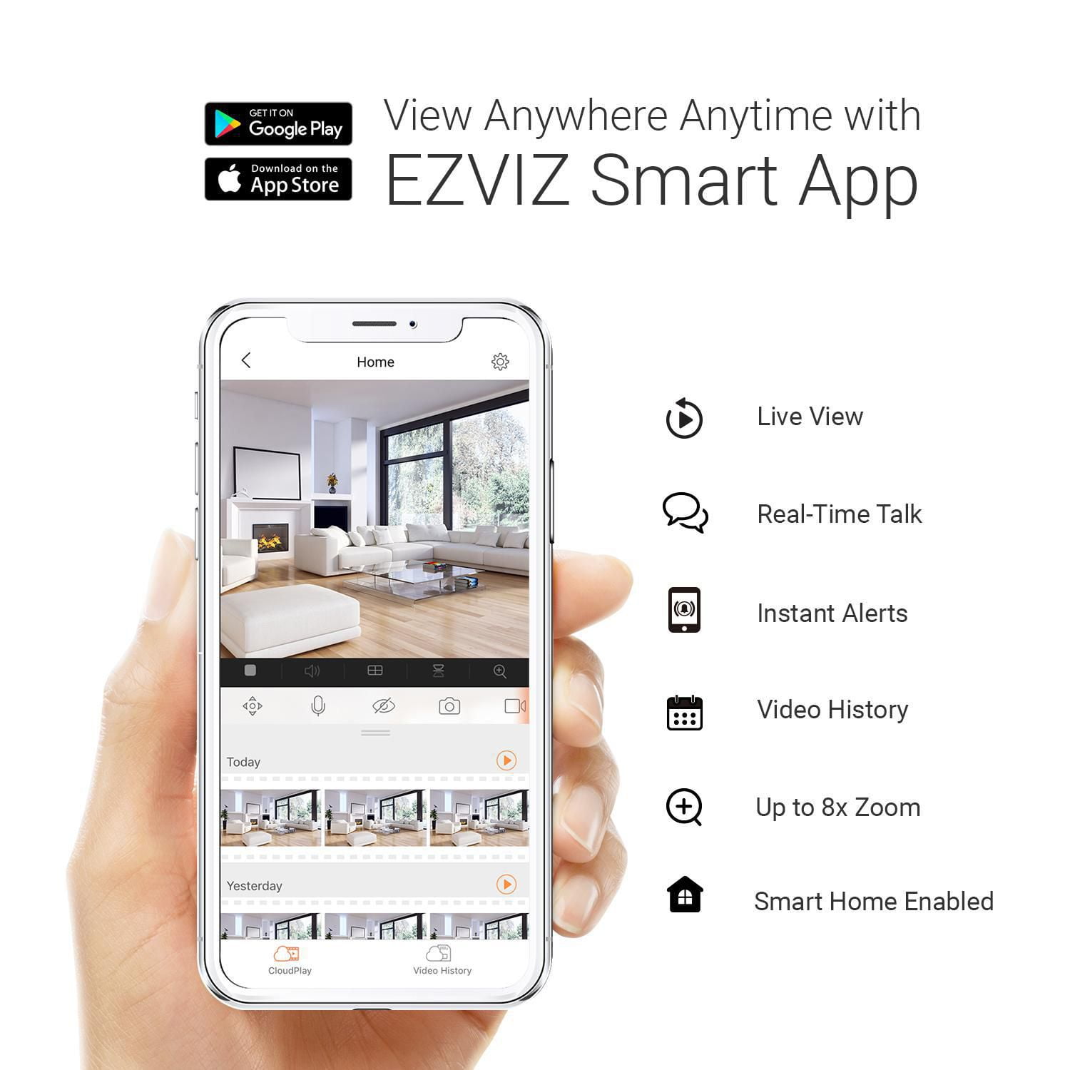 EZVIZ DB1C Wired Smart 1080p Wi-Fi Video Doorbell with 170-Degree