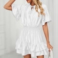 thumbnail image 2 of EQWLJWE Robes d'Été pour Femmes 2023 Mode Féminine Couleur Unie Confortable Manches Courtes Décontractées Robe en Dentelle Découpée, 2 of 9