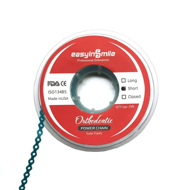 SNAWOP Chaîne de Puissance Orthodontique Dentaire Bobine Multicolore Élastiques pour Appareils Dentaires (Court, Turquoise)