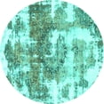 thumbnail image 1 of Ahgly Company Indoor Round Abstract Turquoise Blue Modern Area Rugs, 3' Round, 1 of 4