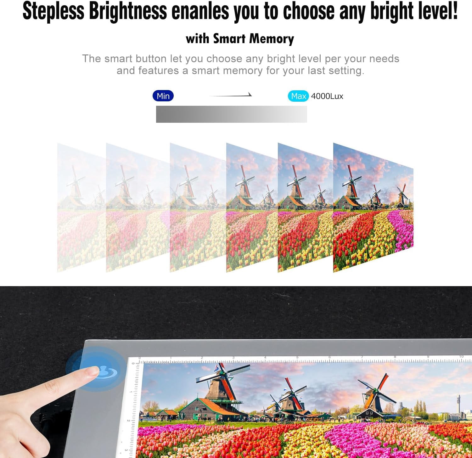 Portable A4 LED Copy Board Light Tracing Box, Silver Ultra-Thin Adjustable USB Power Artcraft LED Trace Light Pad for Tattoo Drawing, Streaming, Sketching, Animation, Stenciling