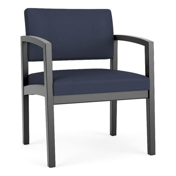 Lenox Wood Reception Waiting Room Oversize Guest Chair / Black Wood / Blue