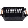 thumbnail image 3 of 3X Cesta Plástica de Almacenamiento de Escritorio Caja de Almacenamiento Portátil de Baño Rectangular Cesta de Baño Cestas Multiusos de Escombros de Cocina Negro, 3 of 5
