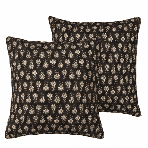 Set of 2 Brown Floral Throw Pillow Covers 20x20 Inch, Linen-Like Double-Sided Printed Decorative Pillowcases for Couch Sofa Bed