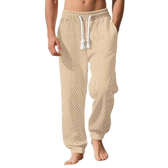 Plebaso Men's Sweatpants Elastic Bottom with Pockets Casual Drawstring Mens Textured Joggers Activewear