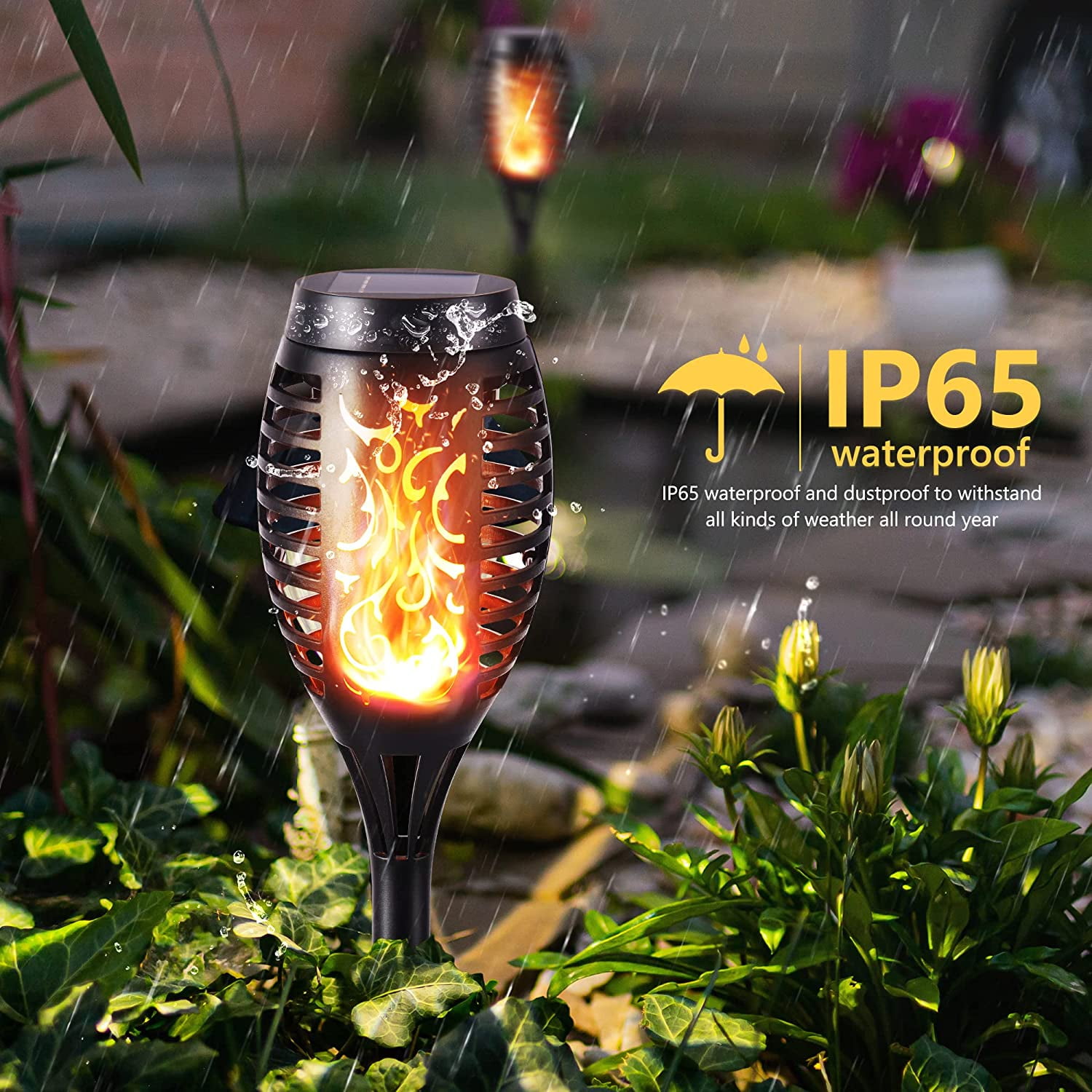 Toodour Outdoor Solar Lights, 12 Pack LED Solar Torch Lights with Flickering Flame, Waterproof Lighting Decoration for Patio Garden Yard Pathway Landscape