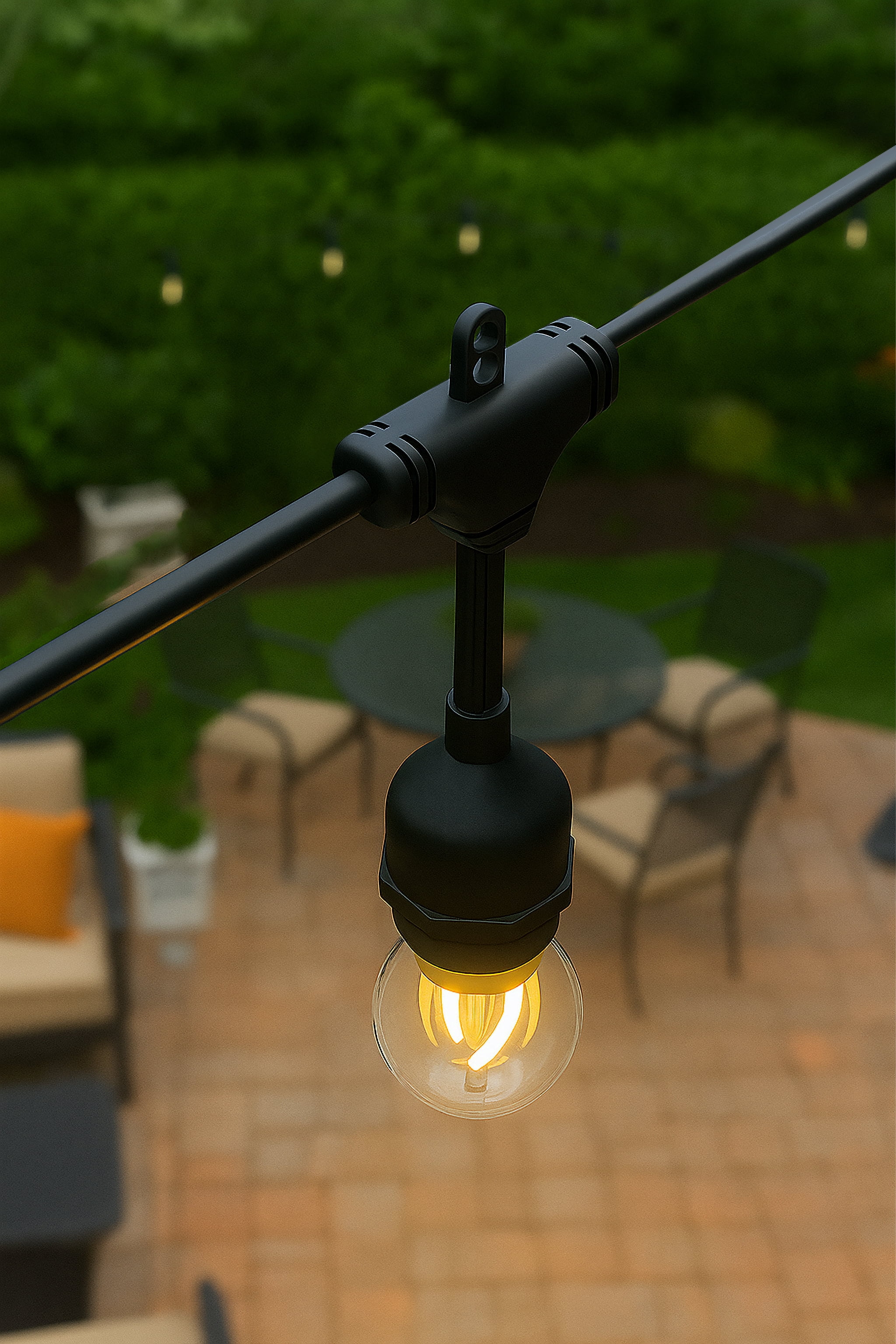 Better Homes & Gardens 24-Foot Outdoor Commercial String Lights, 12 Shatterproof LED Bulbs, Indoor/Outdoor Use
