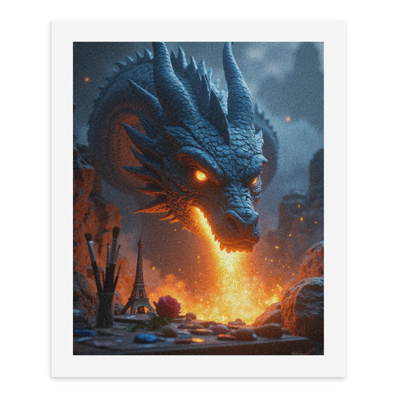 Paint By Numbers Kit for Adults Beginner - Dragon Fiery Breath Art Scene DIY Canvas Painting Kits for Adults, Frameless Paint By Number for Adults for Home Wall Decor 16x20 Inch