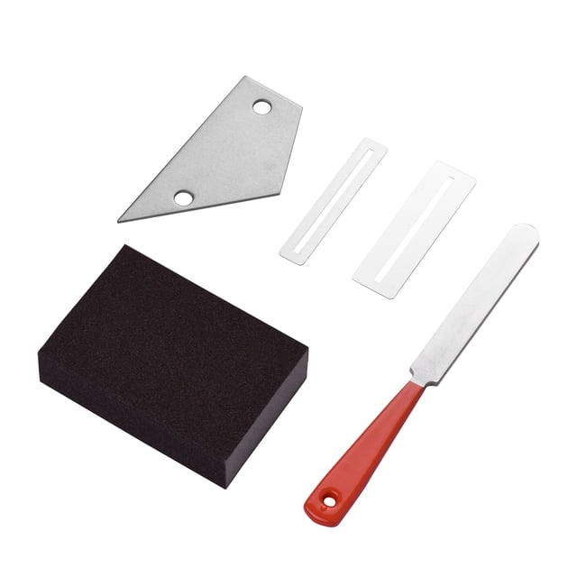 Guitar Luthier Tool Kit 1pc Stainless Steel Guitar Fret File + 2pcs Fingerboard Guard + 1pc Guitar Fret Rocker Leveling + 1pc Grinding Sponge for Guitar Ukulele Bass Mandolin Repairing Clea