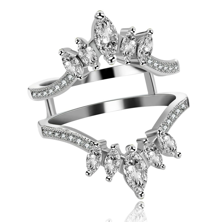 Princess Crown Ring Guard Wedding Band for Women Sterling Silver Ring  Enhancer 8