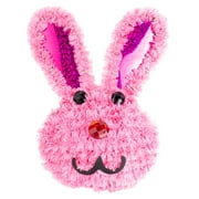 Bunny Head Easter Ornament Tinsel Centerpiece 6" Hanging Decoration, Pink