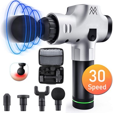 fitrx muscle massage gun handheld deep tissue percussion massager with multiple speeds and swappable heads for premium neck back relief walmart com