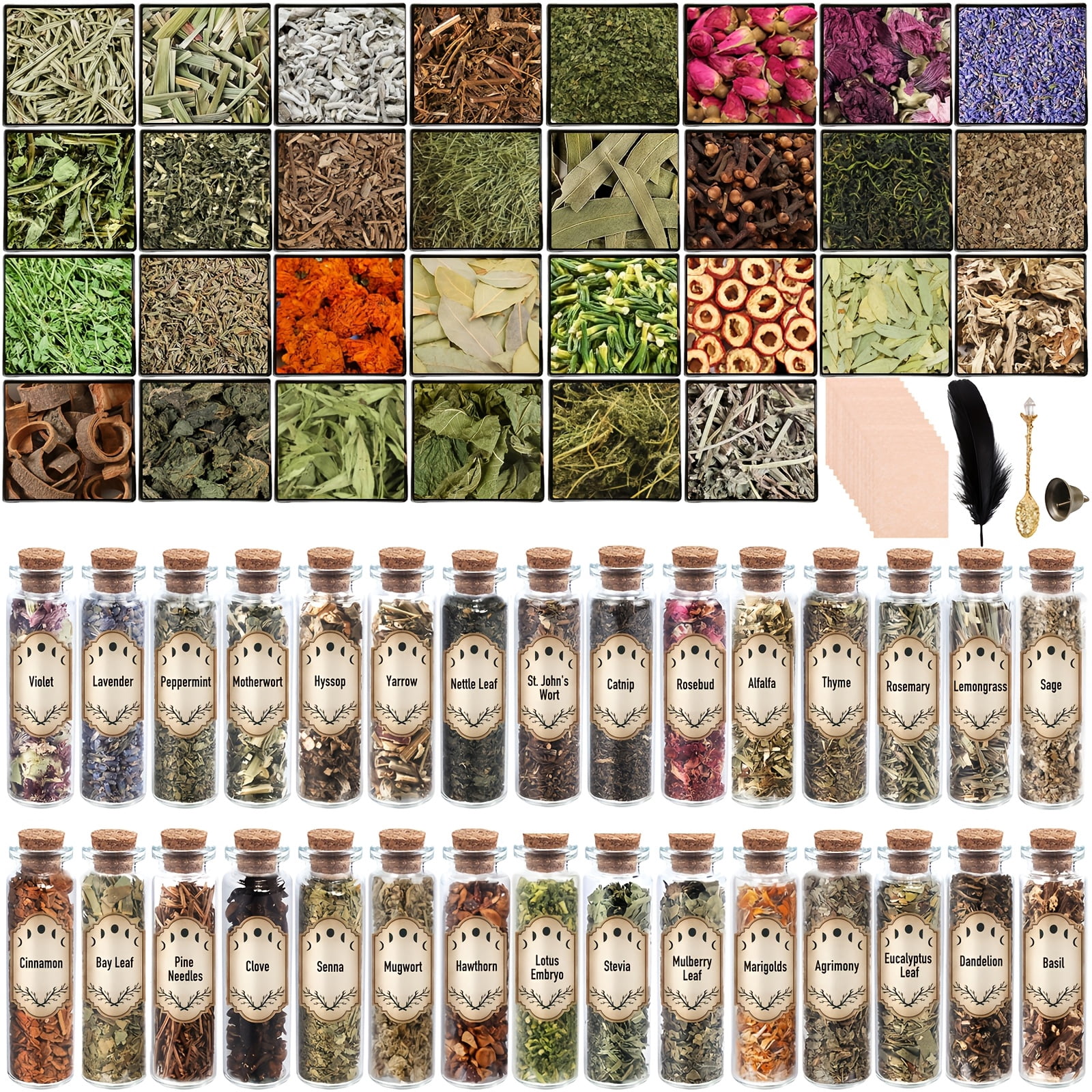 30-Piece Dried Herb & Flower Craft Kit, DIY Botanical Kit for Candle Making, Soap Making & Home Décor