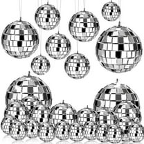 24 Pcs Mirror Disco Ball Hanging, Glass Decor, Party Decorations, for Holiday Decor with Rope