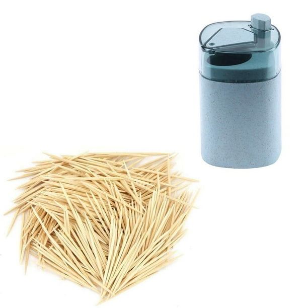 Paja de trigo Prensa manual portátil Caja de palillos de dientes Comedor Lata de palillos de dientes (3) Likrtyny Batería de cocina