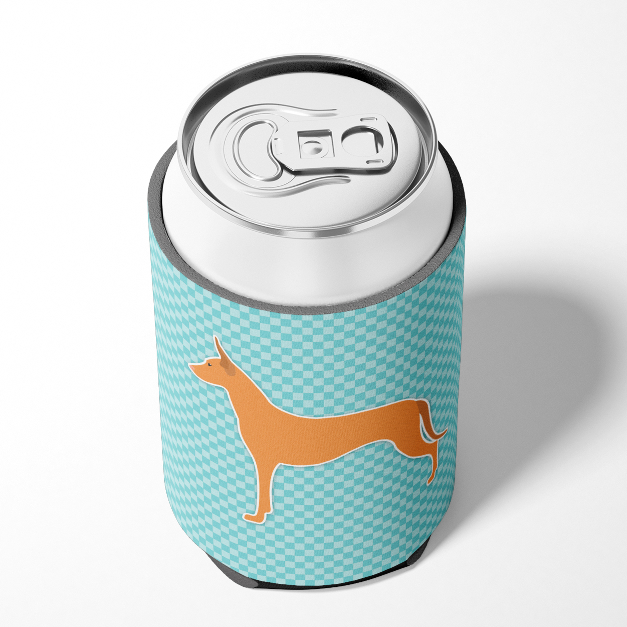 Caroline's Treasures BB3688CC Pharaoh Hound Checkerboard Blue Can or Bottle Hugger, Can Hugger, multicolor