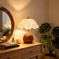 thumbnail image 6 of Vintage Scalloped Glass Shade Table Lamp Multi Color Round Base Warm Ambient Bedside Lamp for Bedroom Living Room Office Decor Holiday Housewarming Gift, 6 of 6