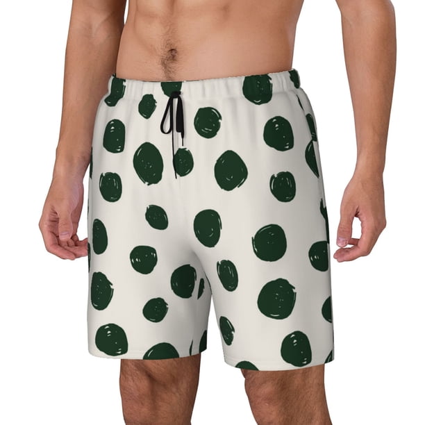 Fotbe Abstract Green Polka Dot Traje de Baño para Hombre – Shorts de Natación de Secado Rápido con Forro y Bolsillos-3X-Large