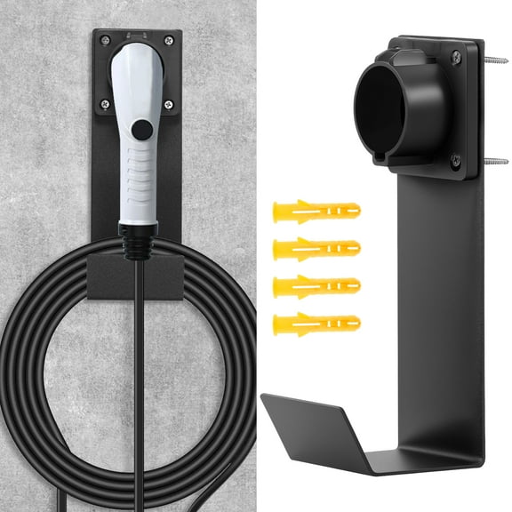 EV Charger Holder Steel Electric Vehicle Charger Nozzle Holster with Hook Easy to Install EV Charging Cable Holder for Indoor and Outdoor Use