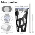 thumbnail image 4 of 16oz Tumblers Black Halloween Ghosts with Boo Stainless Steel Vacuum Insulated Double Wall Travel Tumbler Cups Mug with Lid and Straw,Cleaning Brush for Coffee,Tea, 4 of 4