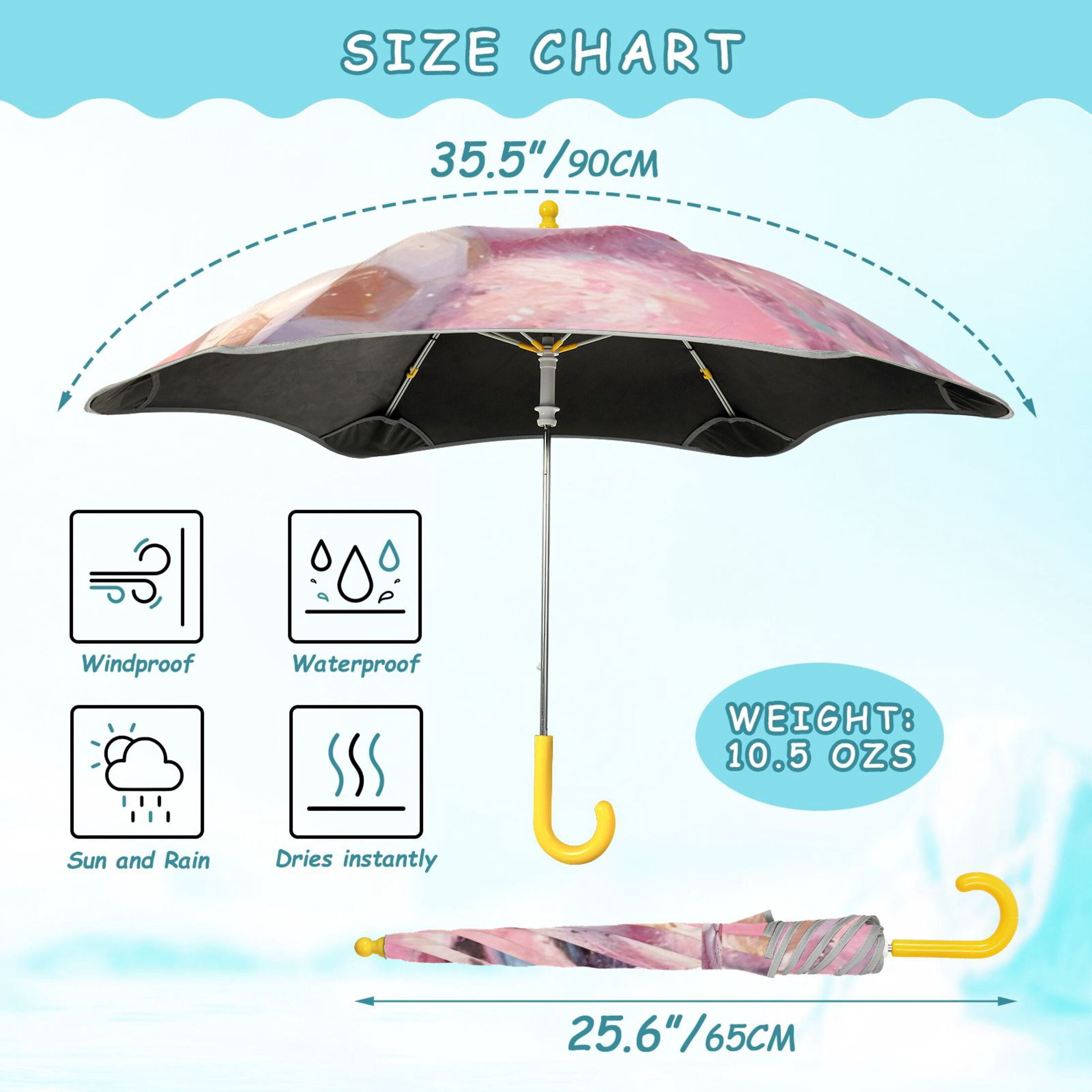 BZSMCE Folding Umbrellas Rain & UV Protection Windproof In Sparkle Cub & Soccer Pattern