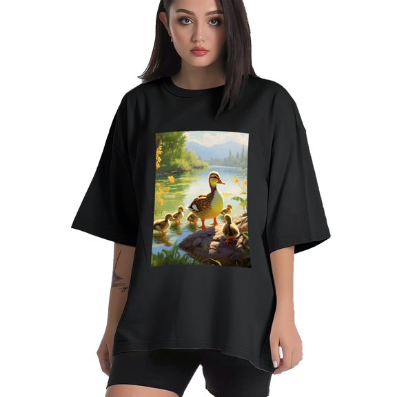 Plus Size Shirt for Women Black Tops for Women Short Sleeves Shirt for Women Duck T Shirt Crewneck Shirt for Women XS
