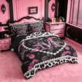 thumbnail image 2 of meiyoeat Classic Leopard Alphabet Print 7-Piece Twin Bedding Sets For Adults,Fashion Cheetah Initial M Bedding Comforter Set For Kids,black Reversible, 2 of 7