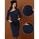 thumbnail image 2 of Vestidos de trabajo para mujer Vestido tubo con cuello irregular Azul marino XL, 2 of 6