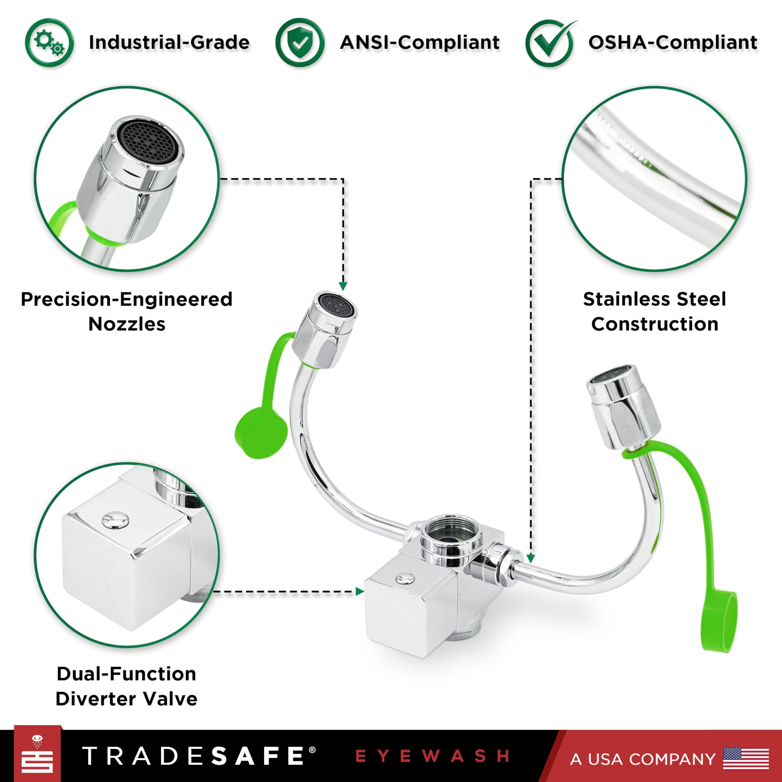 TRADESAFE Faucet Mount Eye Wash Station, Emergency Eye Wash Station OSHA Approved, ANSI Compliant
