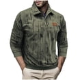 thumbnail image 1 of Long Sleeve Workout Top Men Solid Button Half Cardigan Flip Collar Leather Label, 1 of 8