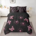 thumbnail image 2 of jejeloiu Butterfly 7-Piece Twin Bedding Sets,Rustic Flower Floral Bedding Comforter Set,Pink Dandelion Sheet Sets For Girls,Breathable Home Decor Reversible, 2 of 8