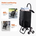 thumbnail image 3 of Folding Stair Climber Trolley Dolly 36L Grocery Cart with 6 Wheels,Oxford Cloth Bag-Versatile Shopping and Laundry Handcart in Black, 3 of 6