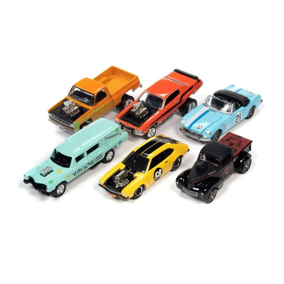 Johnny Lightning Street Freaks 2021 Release 3 Set B Diecast Car Set - Box of 6 assorted 1/64 Scale Diecast Model Cars