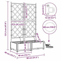 vidaXL Garden Planters 1 pc Lattice Black 80 x 40 x 126 cm Plastic