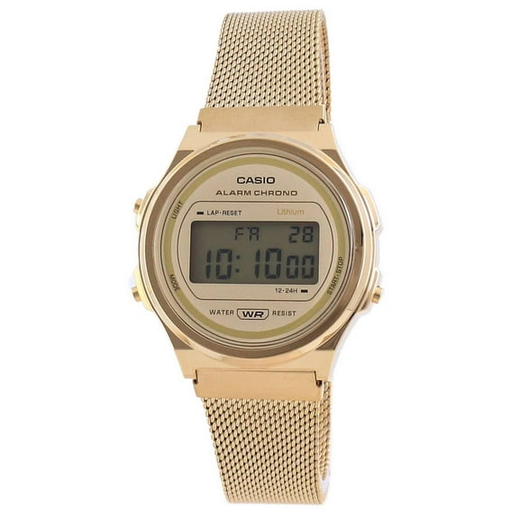 Casio Youth Vintage Gold Tone Stainless Steel Digital A171WEMG-9A Unisex Watch