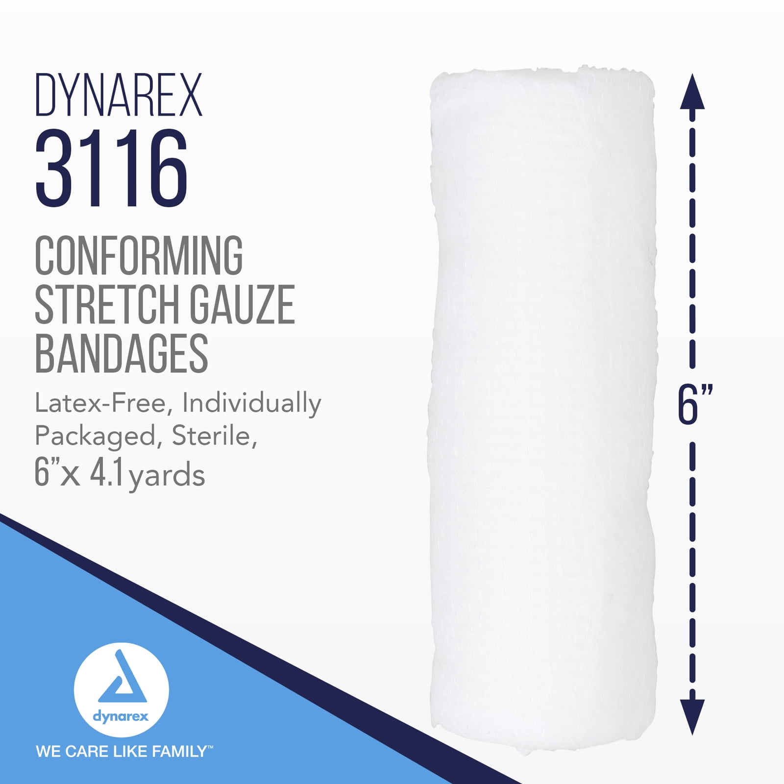 Dynarex Stretch Gauze Bandages, 6" x 4.1 yds, Sterile & Latex-Free, Wound Care in Medical and Home Environments, 1 Case of 48 Dynarex Stretch Gauze Bandages