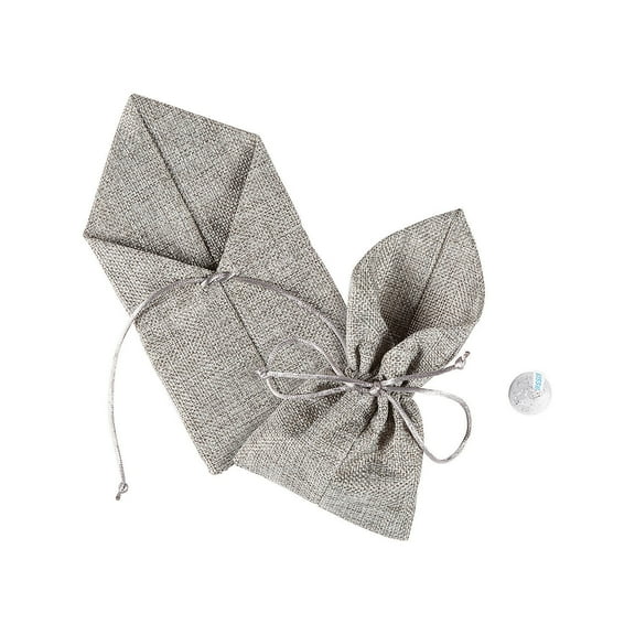 Grey Fabric Favor Bags 12Pc - Party Supplies - 12 Pieces