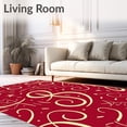 thumbnail image 2 of ODIKA 4x6 Machine Washable Non-Slip Area Rug, Vivid Abstract Swirl with Playful Confetti and Dynamic Stripe High Traffic Rug with Pad, Red, 613417, 2 of 8