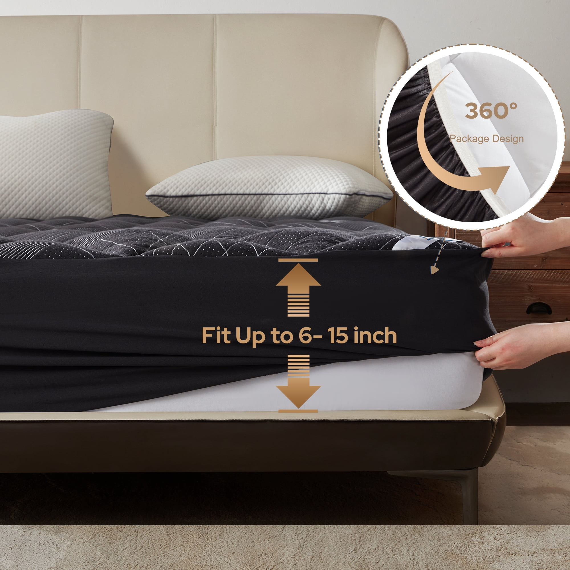 BEDLORE Twin Size Mattress Topper, Fluffy Pillow Top Mattress Pad for Back Pain, Bamboo Breathable Mattress Cover with 6-15 Inches Deep Pocket