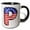 Black/White, variant on 3drose, Stars and Stripes Monogram Initial P, 11oz Magic Transforming Mug