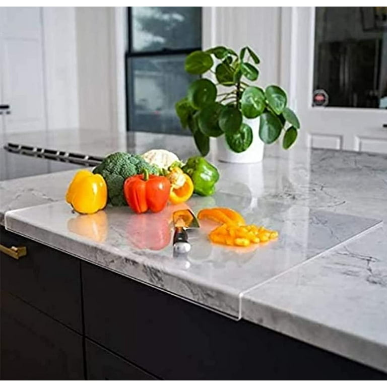 Kitchen Countertop with Acrylic Cutting Board, Countertop with Transparent Cutting Board with Edges, Countertop Protector, Long Lasting Clear Glass