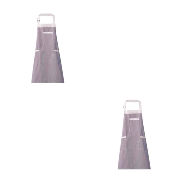Bearachild Delantal para hornear Bolsillos ajustables Cocina Chef Cocina Sin mangas Babero de longitud media Lady Waiter Uniform Essential BBQ Gris blanco 2piezas