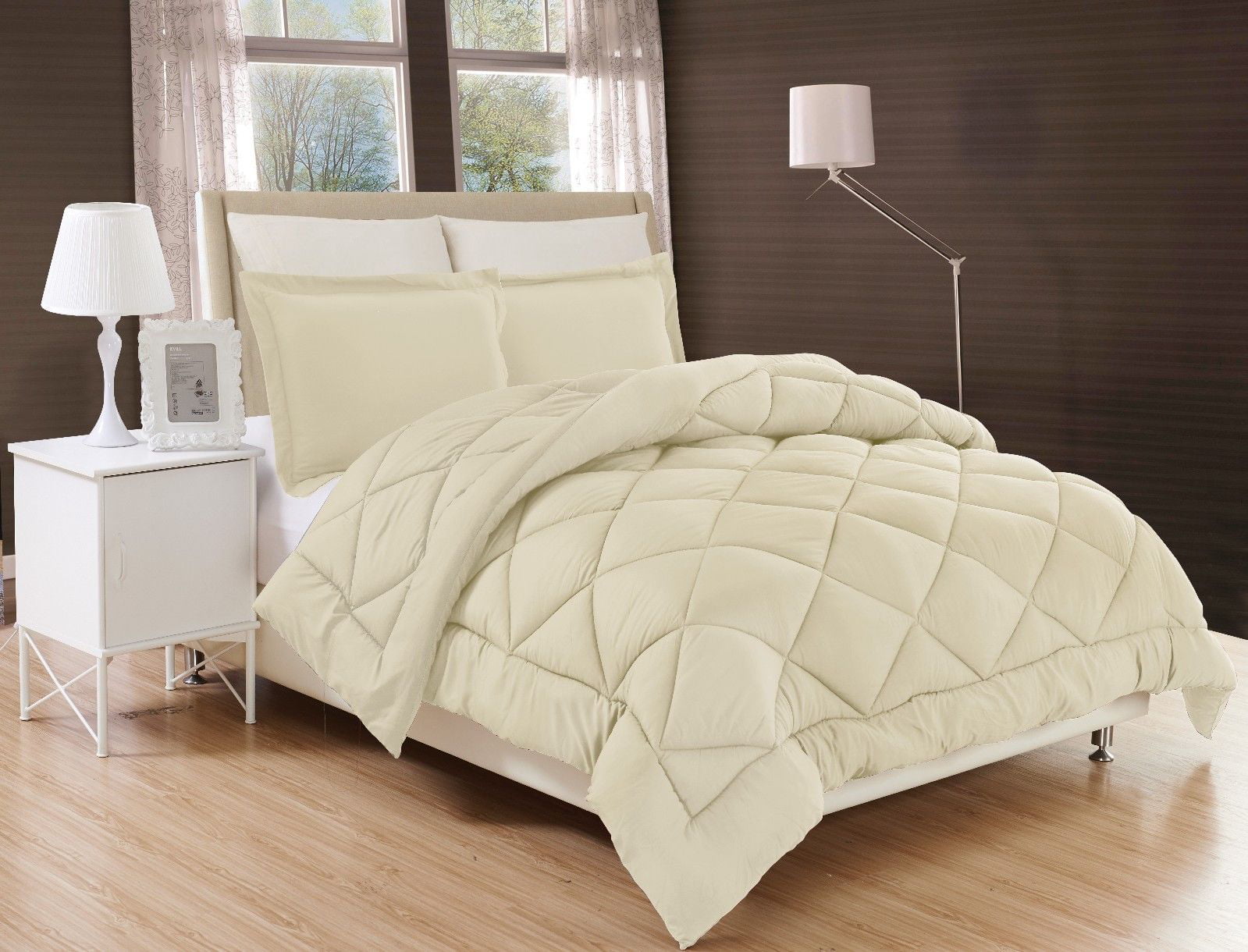 Taupe Beige Down Alternative Diamond Comforter Bed Cover
