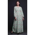 thumbnail image 3 of Bimba Moss Georgette Leaves & Rose Floral Printed Womenâ€™s Long Sleeve MaxiÂ&nbsp;DressÂ&nbsp;Elastic Waist Gown-X-Large, 3 of 5