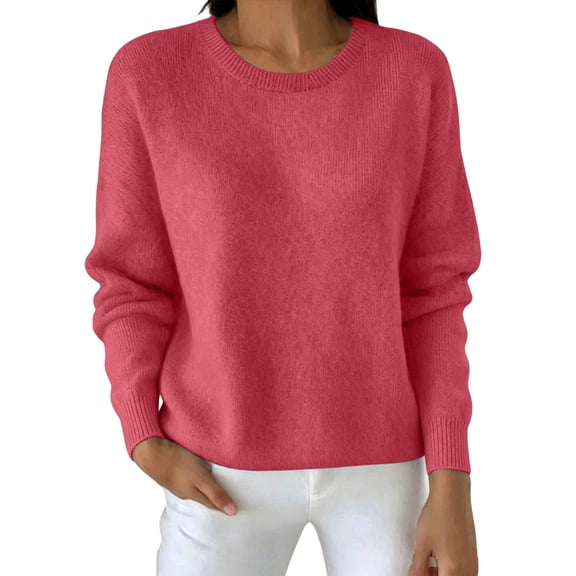 Women's Merino Wool Sweater Fall Winter Long Sleeve Seamless Knit Crewneck Tops