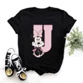 thumbnail image 3 of Camisetas de algodón de manga corta de verano para niños, camiseta rosa con letras de Minnie Mouse, fuente ABCDEFG, divertida y bonita para niño y niña, 3 of 5