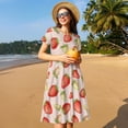 thumbnail image 4 of Balery Strawberries Vestidos sueltos de manga corta para mujer, vestidos de verano 2025, vestidos casuales de corte A con vuelo., 4 of 6