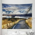 thumbnail image 1 of Scenery Tapestry, Pike Road to the River and Snowy Mountain in Gradient Colors Sky Scenery, Fabric Wall Hanging Decor for Bedroom Living Room Dorm, 5 Sizes, White Blue Yellow, by Ambesonne, 1 of 1