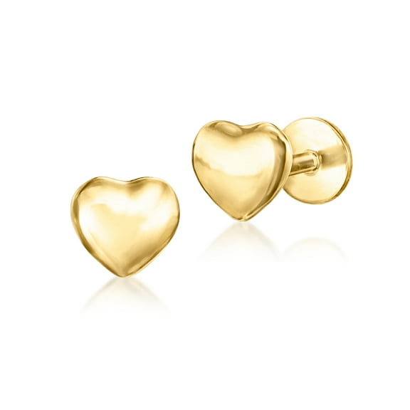 Pure Collection by Ross-Simons 14kt Yellow Gold Heart Flat-Back Stud Earrings, Women's, Adult